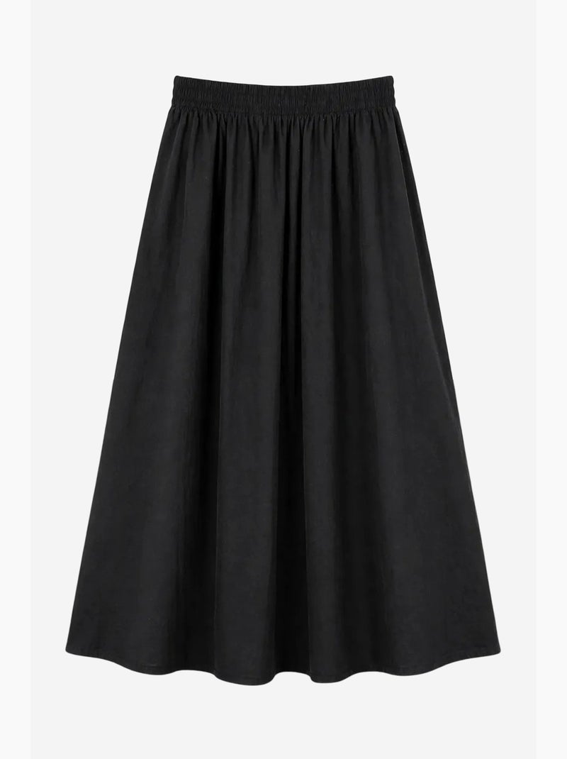 Falda midi de cintura alta en línea a mixray Negro - Kiabi