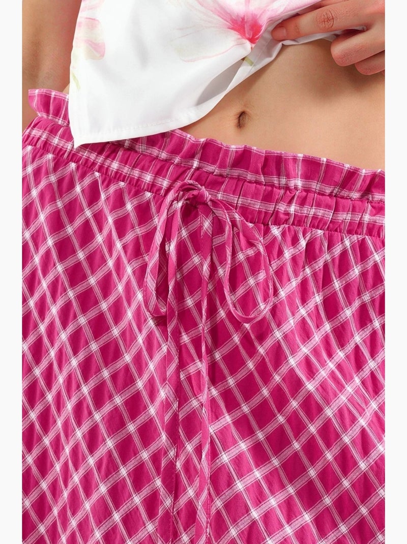 Falda midi de corte a a cuadros de cintura alta busem Rosa - Kiabi