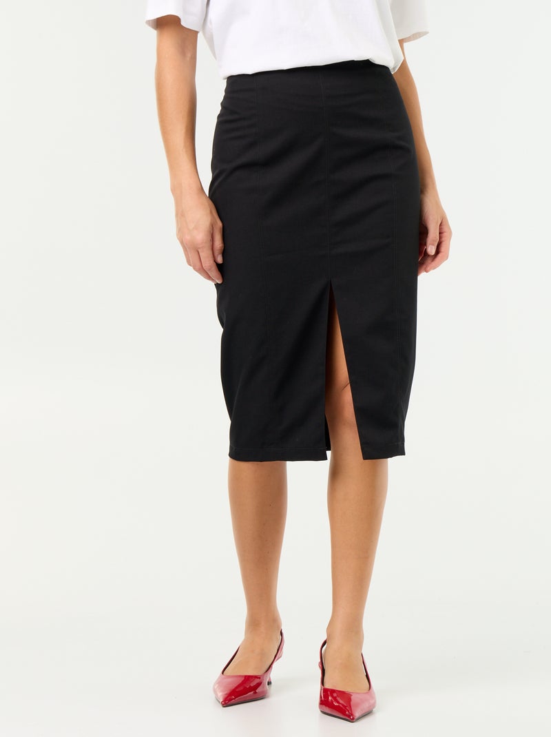Falda midi de corte ajustado Negro - Kiabi