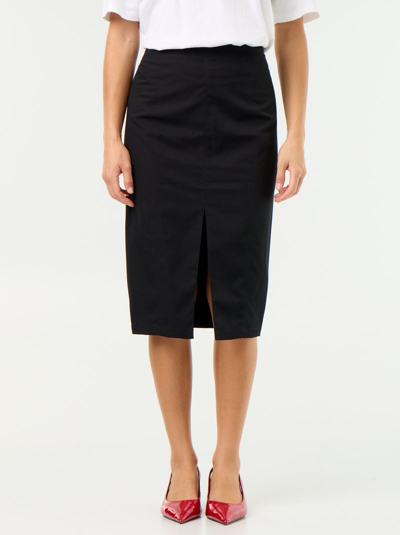 Falda midi de corte ajustado Negro - Kiabi