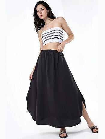 Falda midi de corte en a de talle alto busem