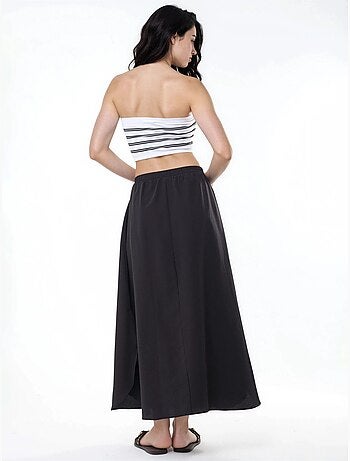 Falda midi de corte en a de talle alto busem