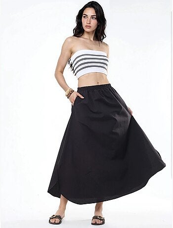 Falda midi de corte en a de talle alto busem