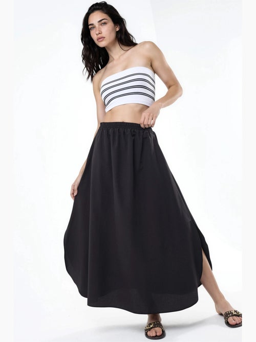 Falda midi de corte en a de talle alto busem - Kiabi Falda midi de corte en a de talle alto busem - Kiabi