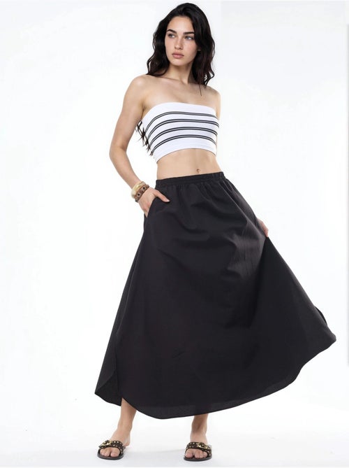 Falda midi de corte en a de talle alto busem - Kiabi Falda midi de corte en a de talle alto busem - Kiabi