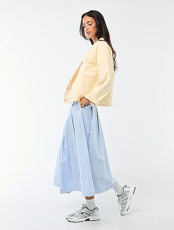 Falda midi de corte trapecio de rayas