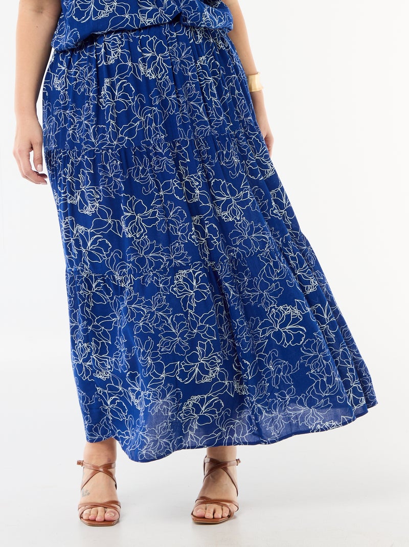 Falda midi de crepé Azul - Kiabi