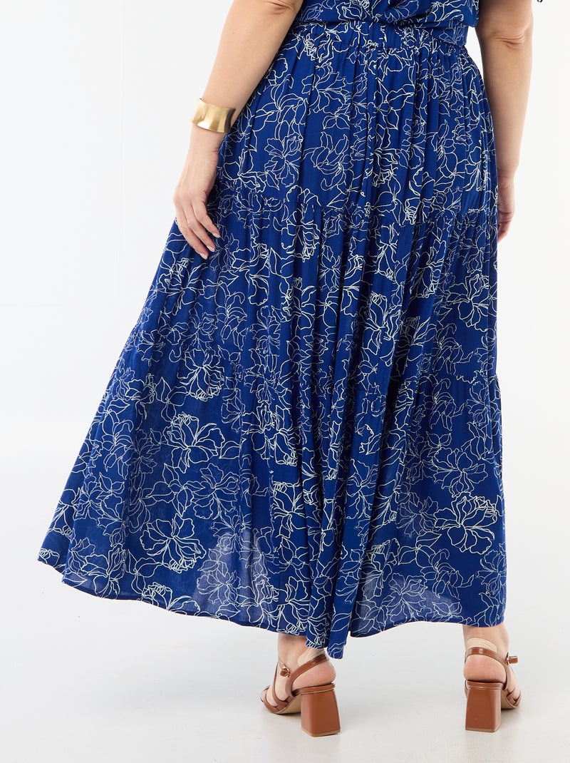 Falda midi de crepé Azul - Kiabi
