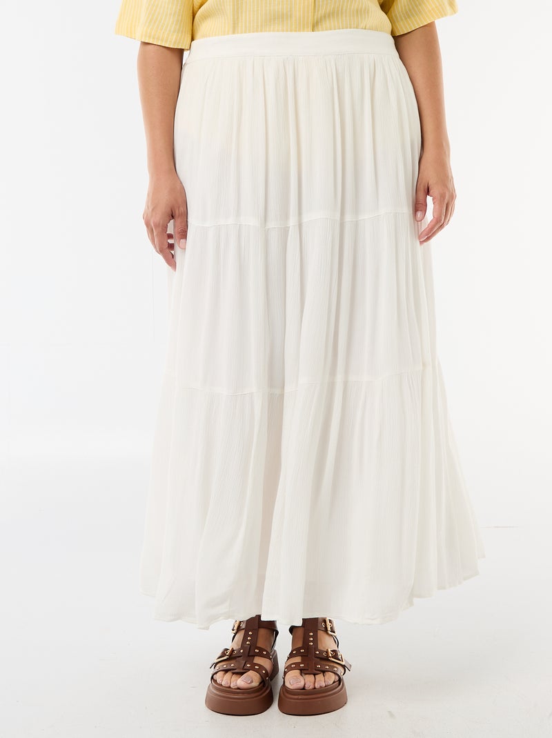 Falda midi de crepé Blanco - Kiabi