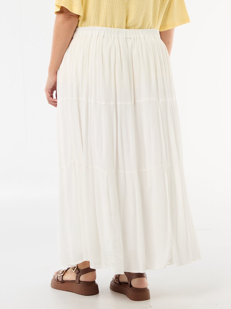 Falda midi de crepé Blanco - Kiabi