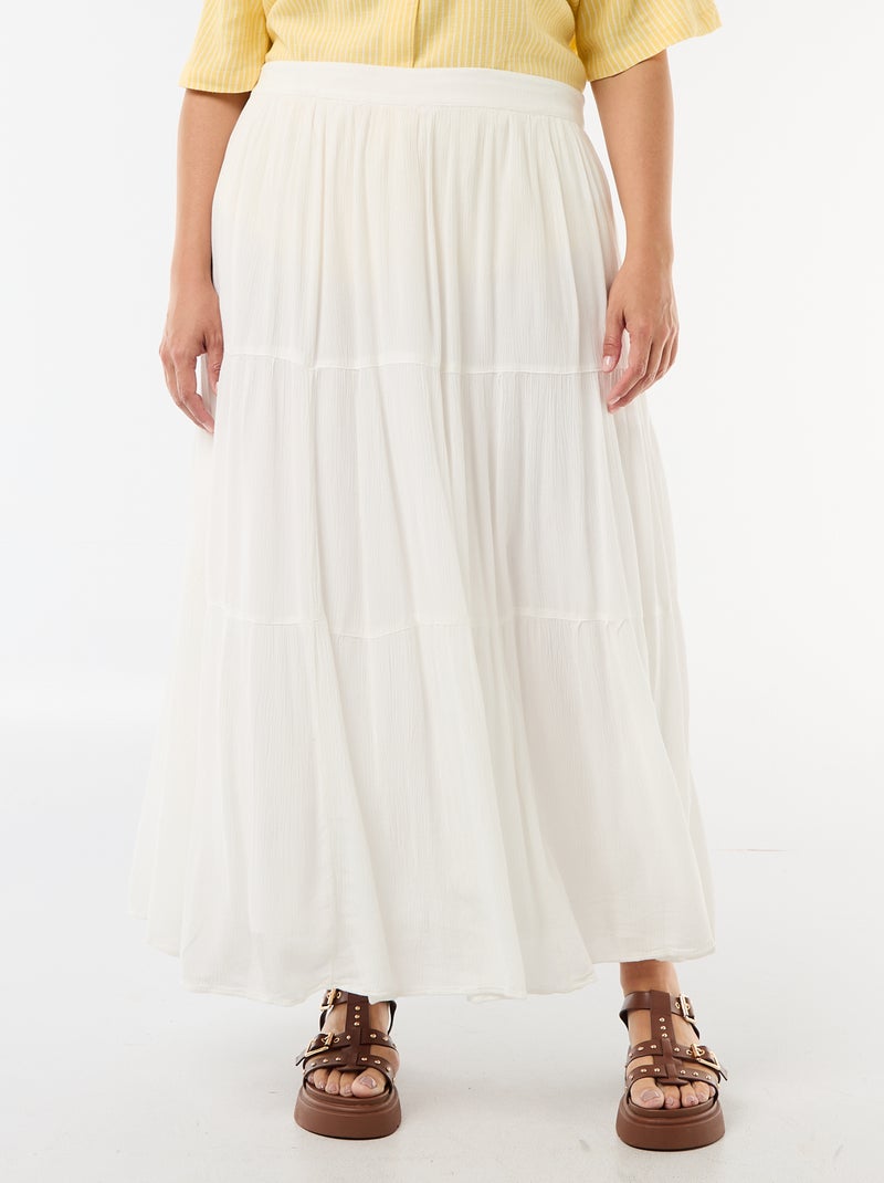 Falda midi de crepé Blanco - Kiabi