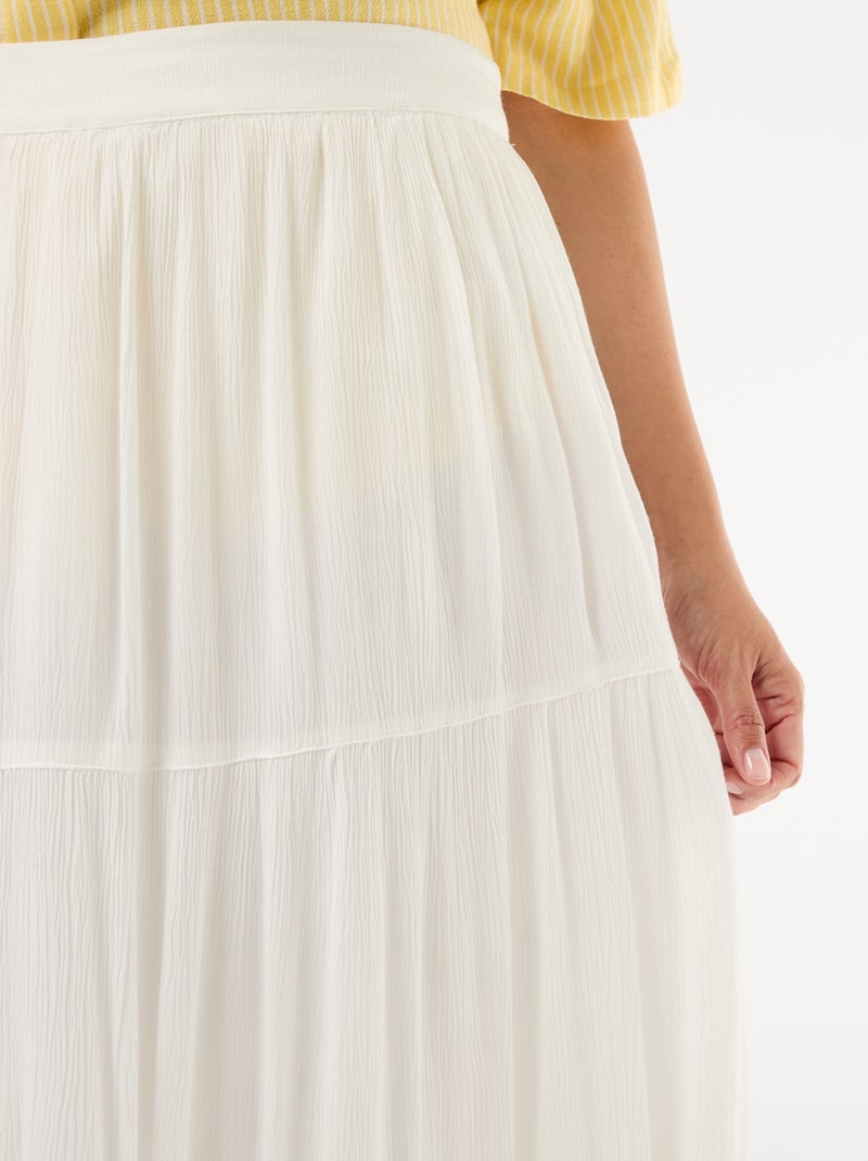 Falda midi de crepé Blanco - Kiabi