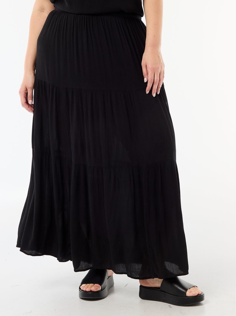 Falda midi de crepé Negro - Kiabi