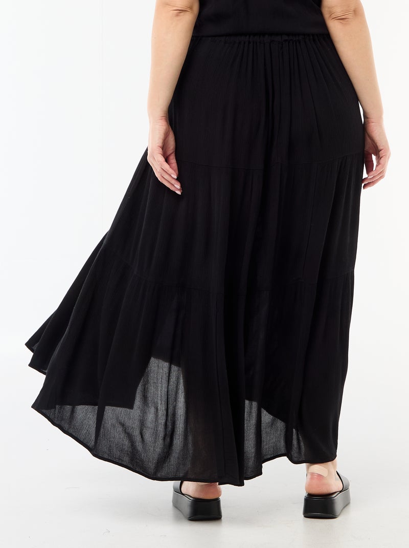 Falda midi de crepé Negro - Kiabi