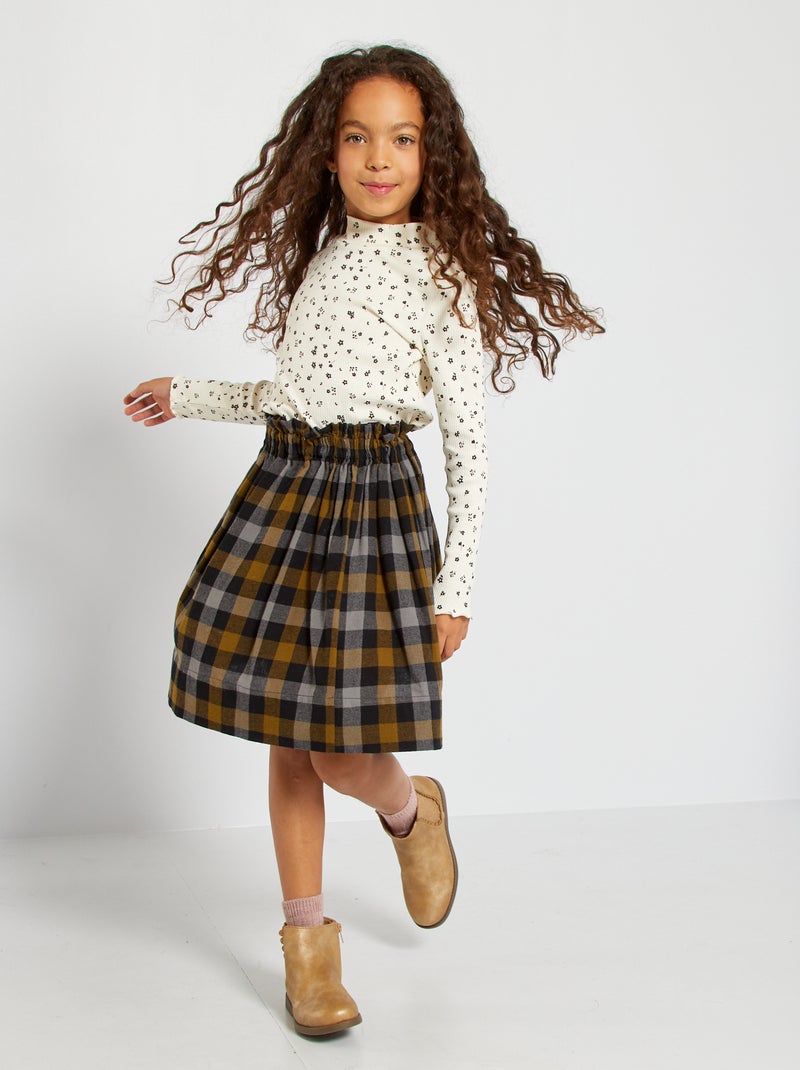 Falda midi de cuadros cuadros - Kiabi