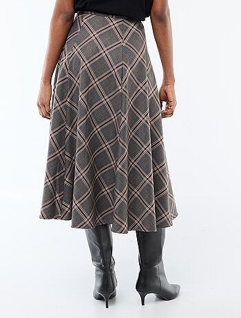 Falda midi de cuadros
