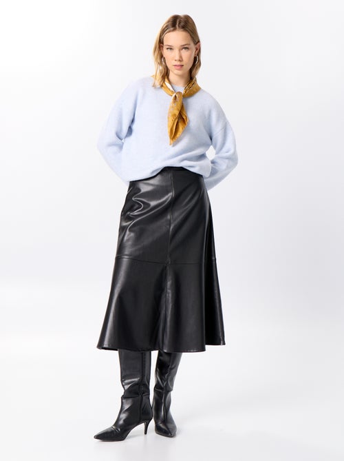 Falda midi de efecto piel con corte trapecio - Kiabi Falda midi de efecto piel con corte trapecio - Kiabi