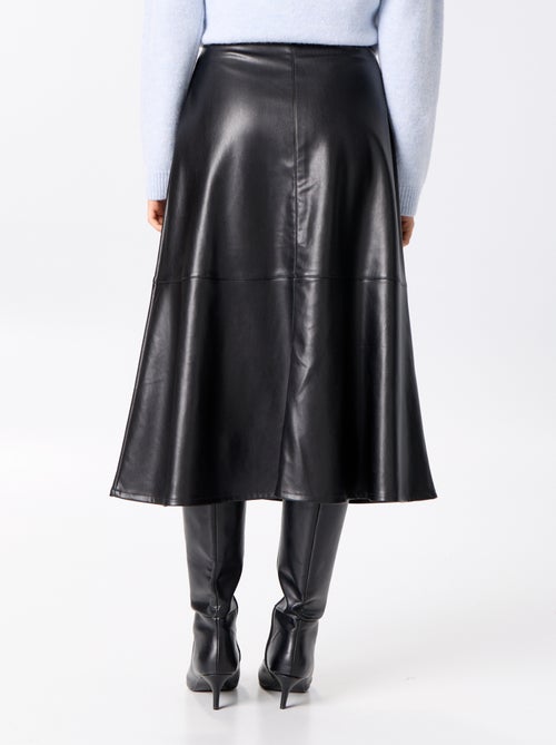 Falda midi de efecto piel con corte trapecio - Kiabi Falda midi de efecto piel con corte trapecio - Kiabi