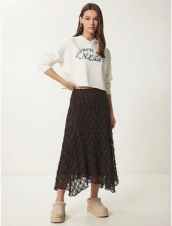 Falda midi de encaje de cintura alta istanbul