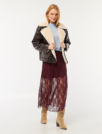 Falda midi de encaje