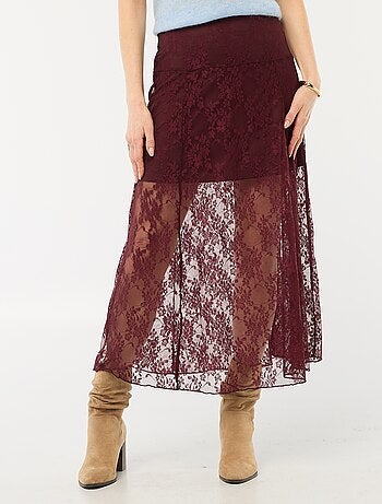 Falda midi de encaje