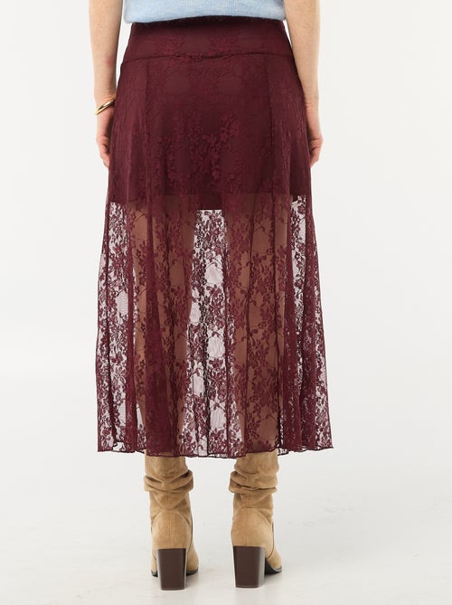 Falda midi de encaje - Kiabi