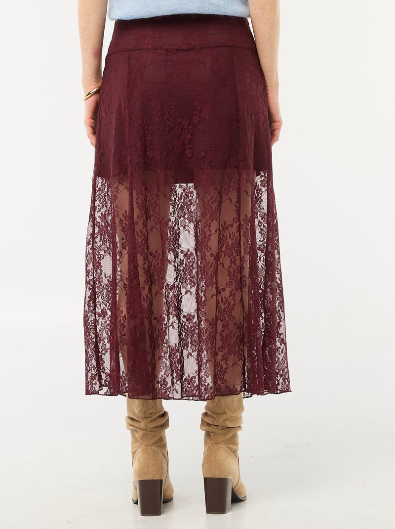 Falda midi de encaje Rojo - Kiabi