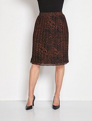 Falda midi de gasa plisada estampada - Afibel