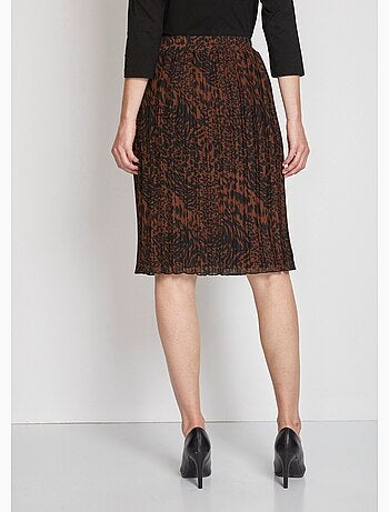 Falda midi de gasa plisada estampada - Afibel