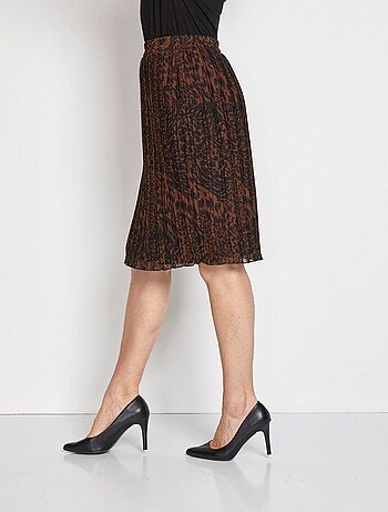 Falda midi de gasa plisada estampada - Afibel