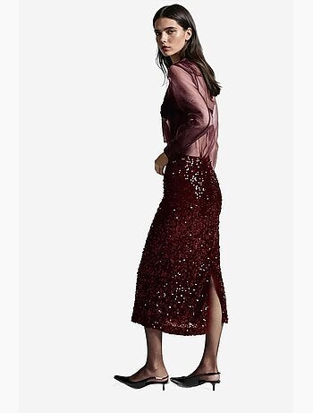 Falda midi de lentejuelas con abertura hiccup