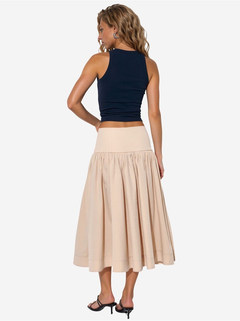 Falda midi de línea a de tiro alto busem Beige arcilla - Kiabi