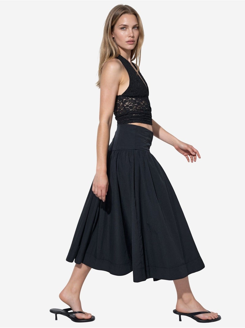 Falda midi de línea a de tiro alto busem Negro - Kiabi