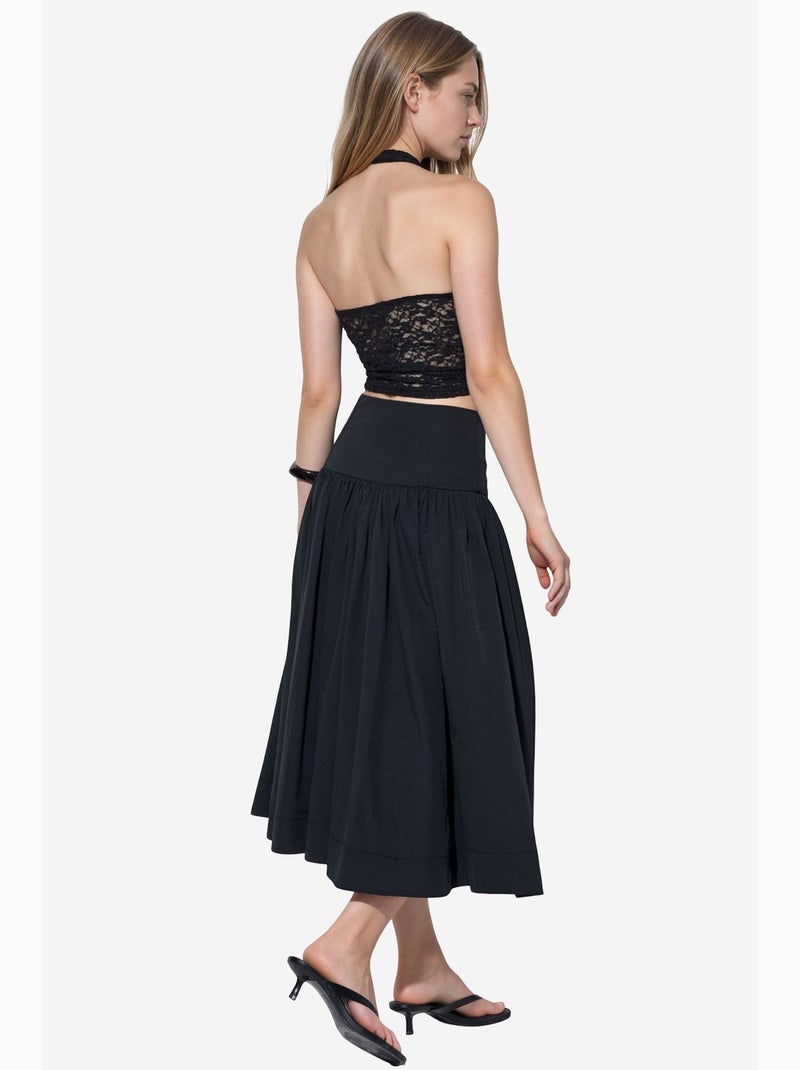 Falda midi de línea a de tiro alto busem Negro - Kiabi