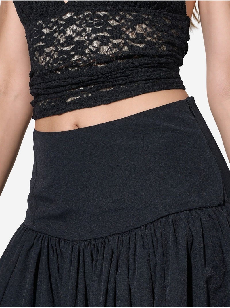 Falda midi de línea a de tiro alto busem Negro - Kiabi