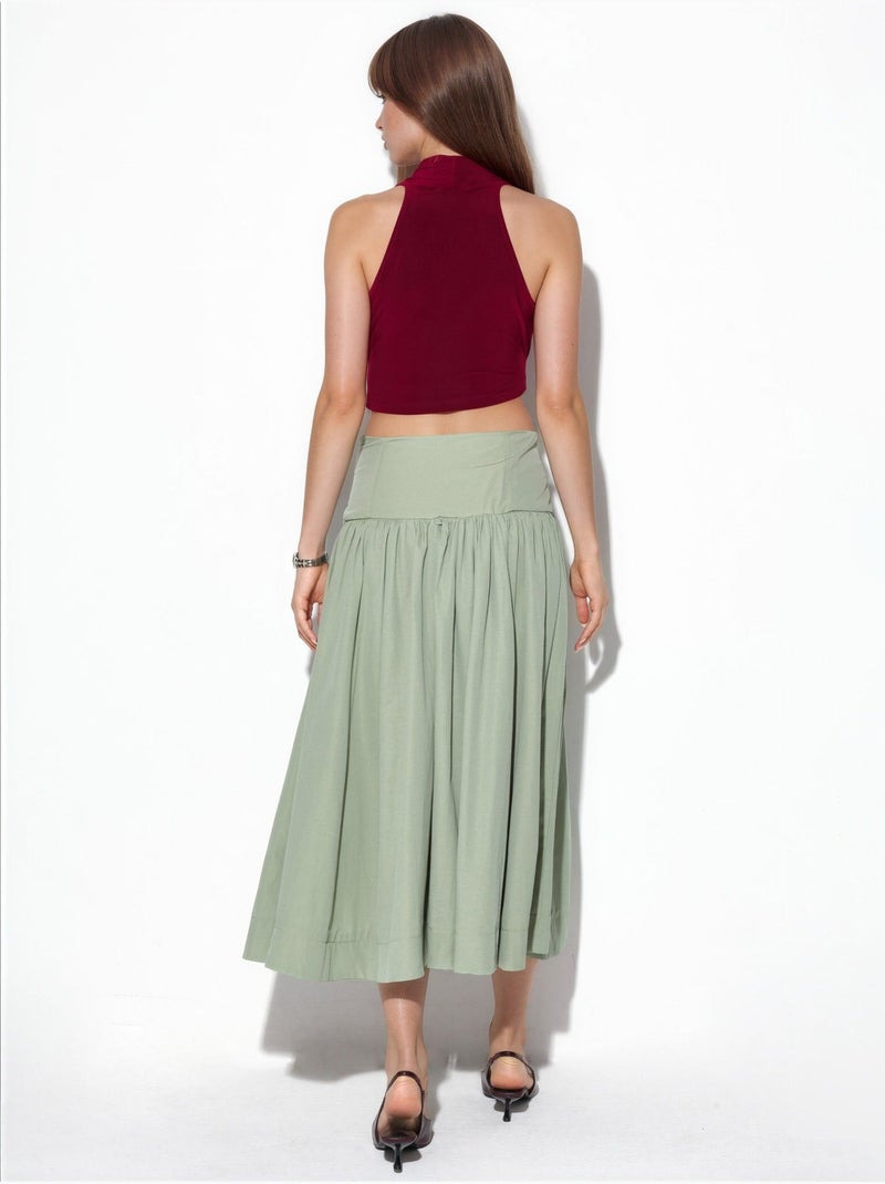 Falda midi de línea a de tiro alto busem Verde menta - Kiabi