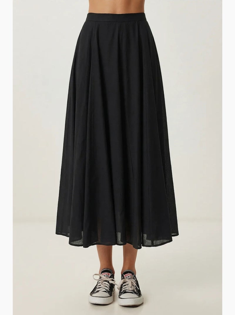 Falda midi de línea a de tiro alto istanbul Negro - Kiabi