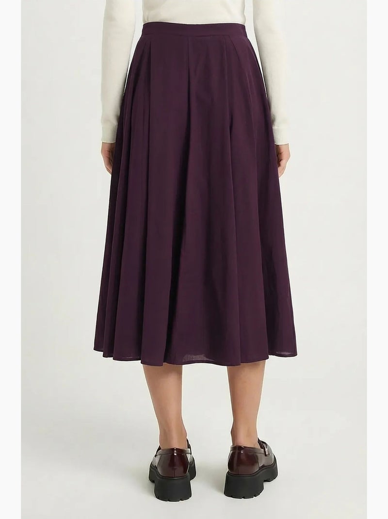 Falda midi de línea a de tiro alto istanbul Violeta - Kiabi