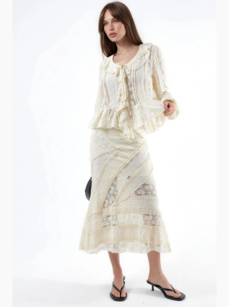Falda midi de línea a texturizada busem Beige arcilla - Kiabi