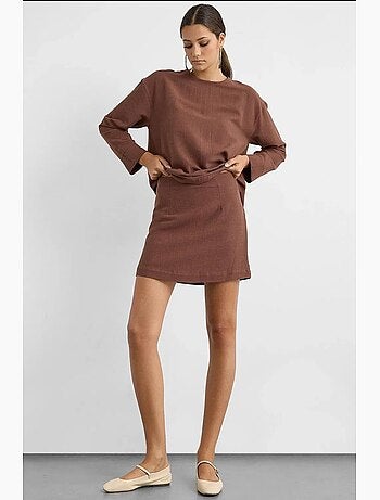 Falda midi de mezcla de lino hiccup