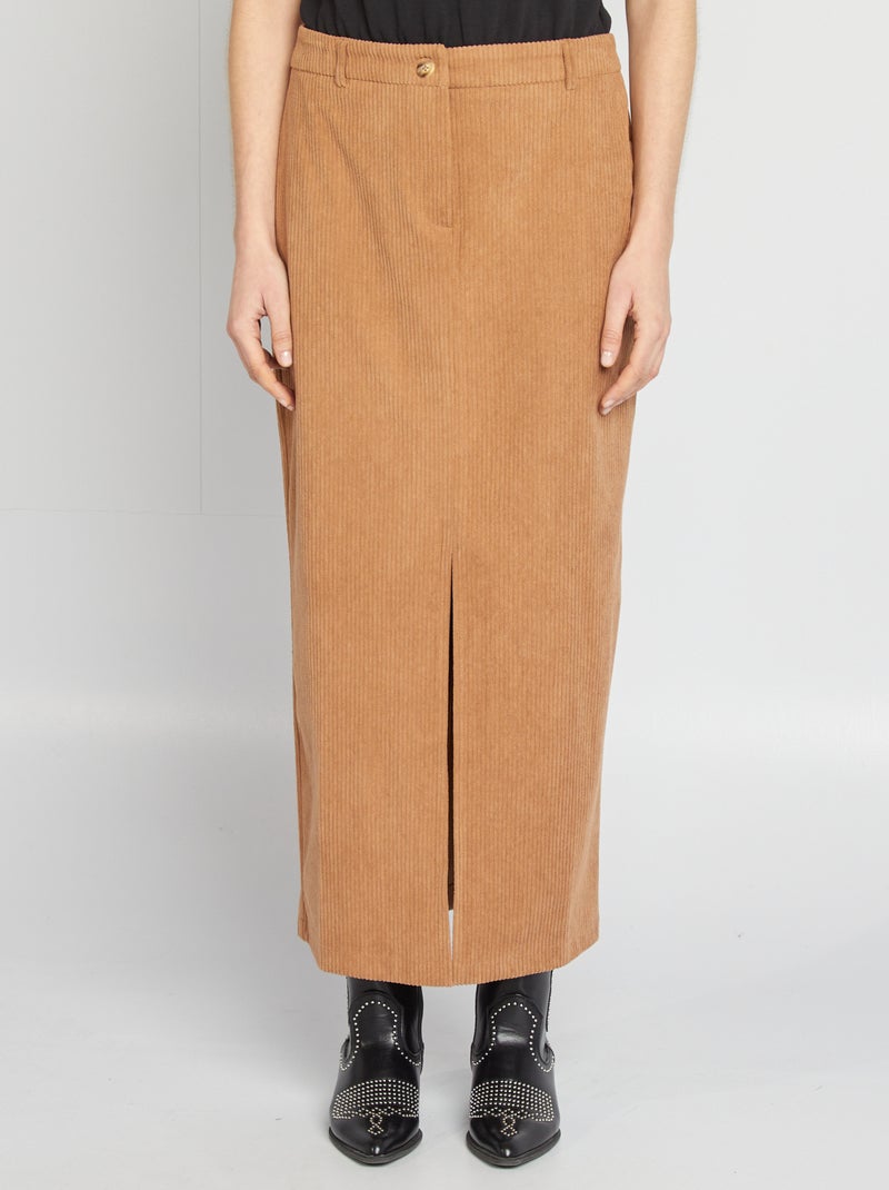 Falda midi de pana BEIGE - Kiabi