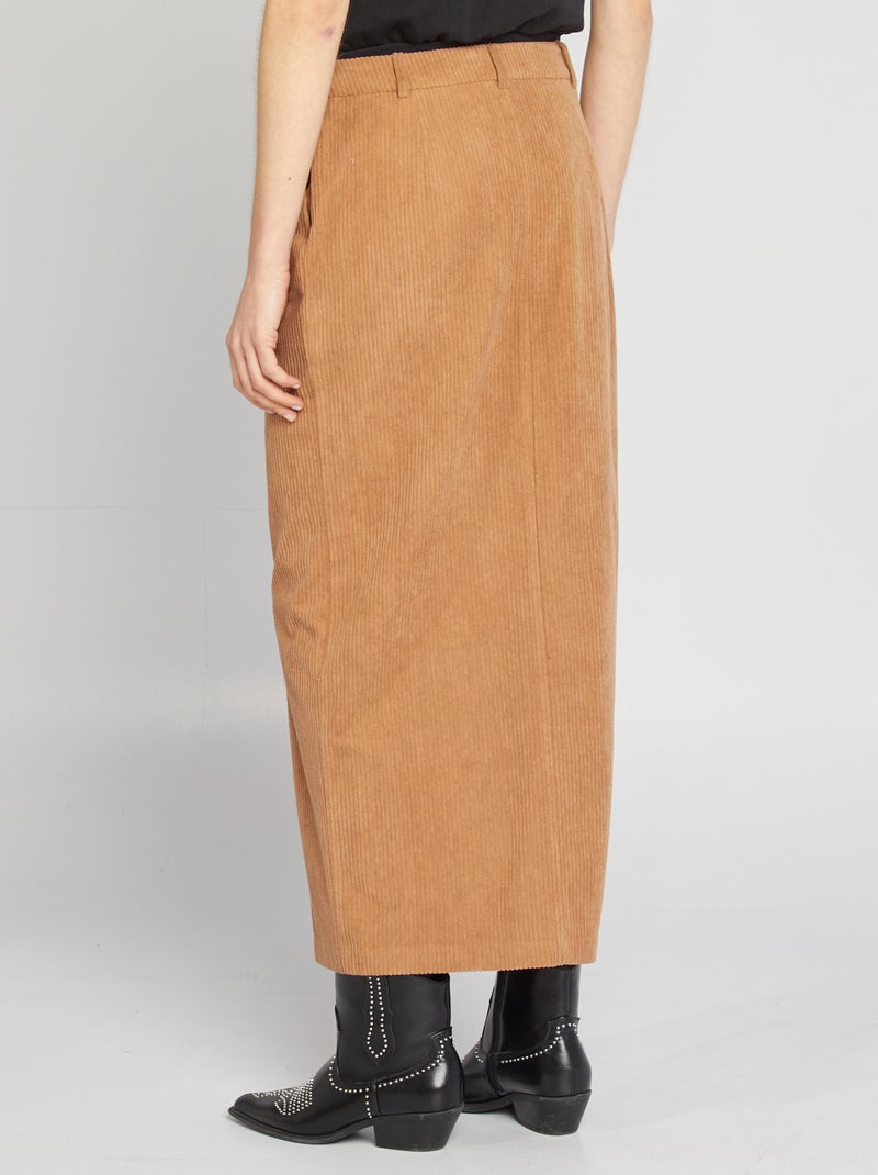Falda midi de pana BEIGE - Kiabi