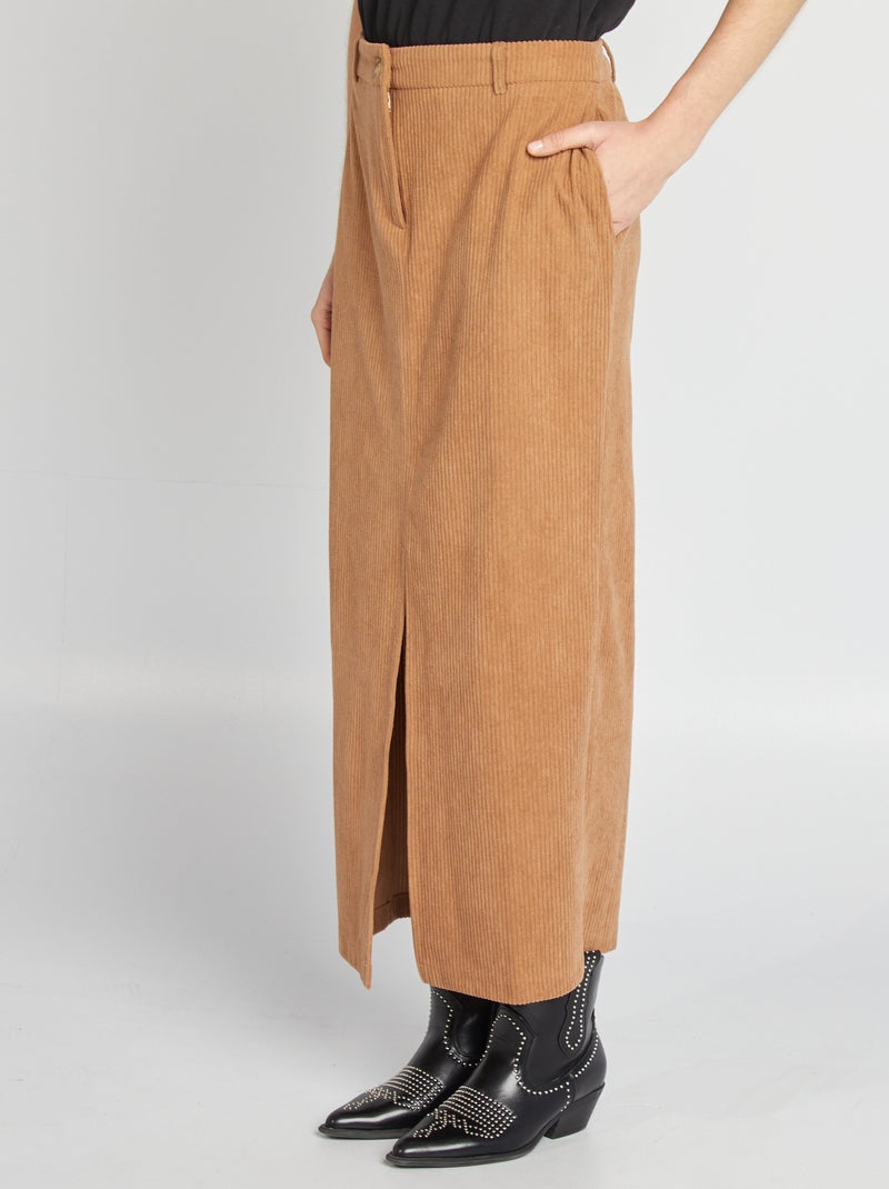 Falda midi de pana BEIGE - Kiabi