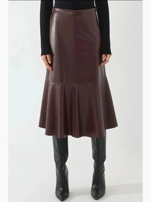 Falda midi de piel sintética con cintura alta hiccup - Kiabi Falda midi de piel sintética con cintura alta hiccup - Kiabi