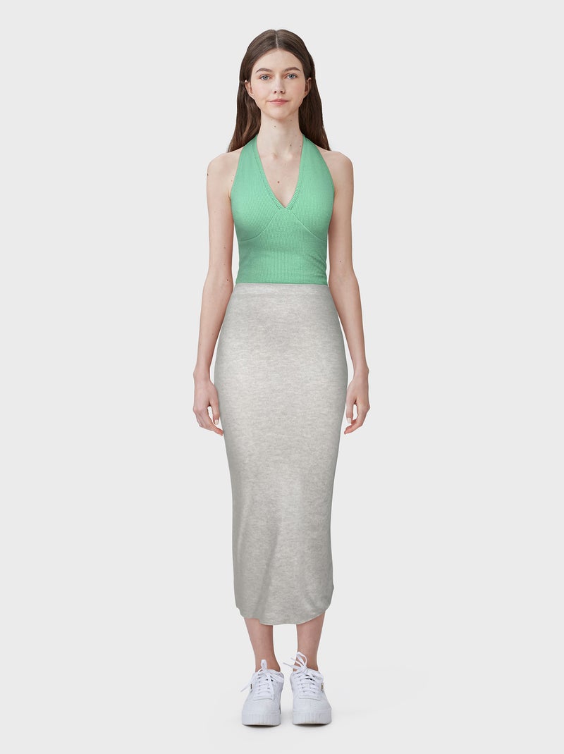 Falda midi de punto Beige - Kiabi