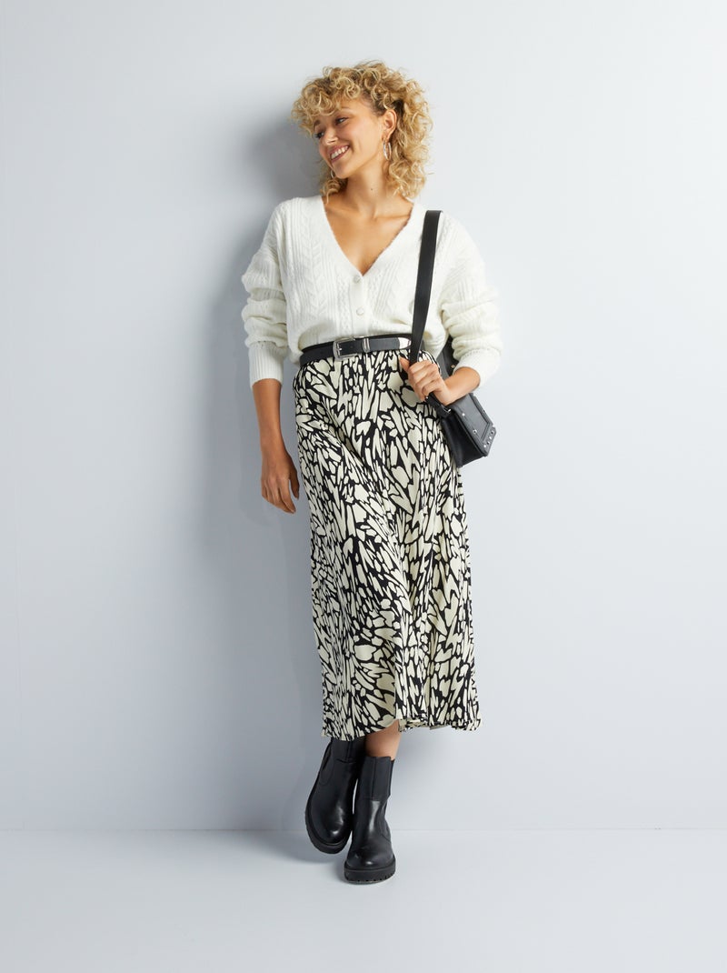 Falda midi de punto de crepé NEGRO - Kiabi