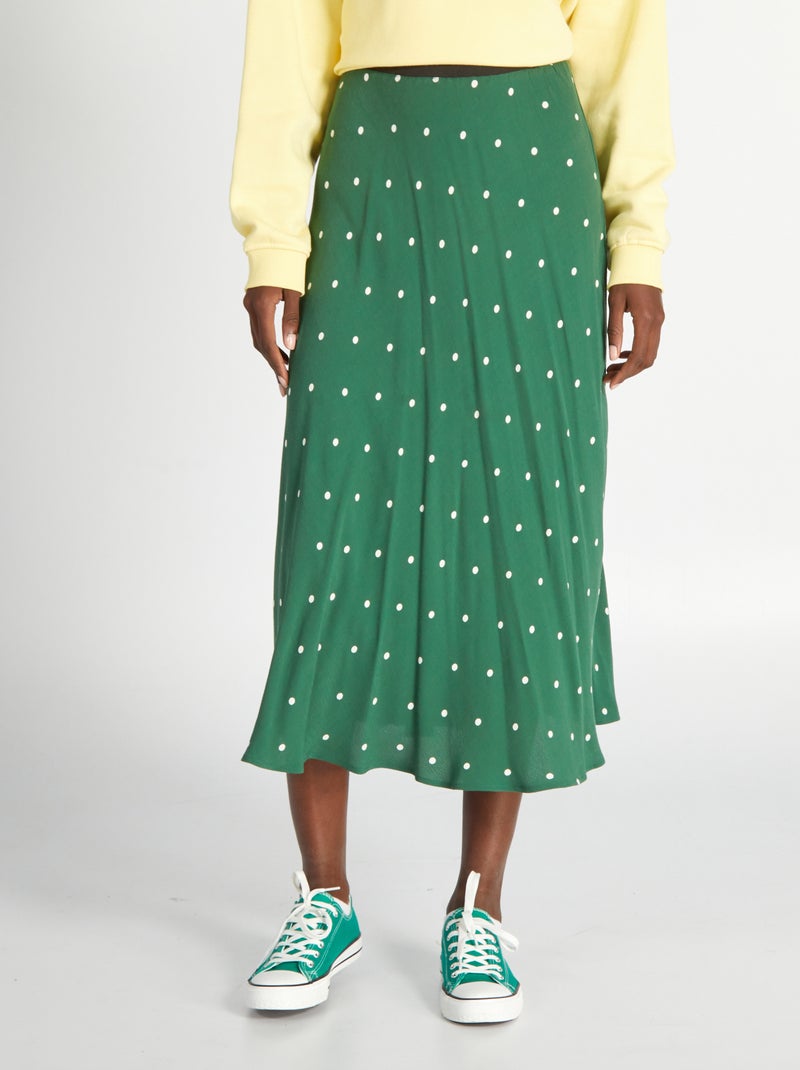 Falda midi de punto de crepé VERDE - Kiabi