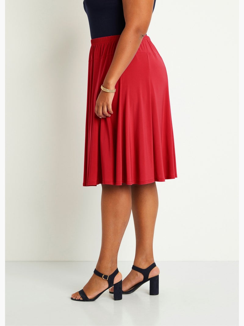 Falda midi de punto evasé - Afibel Rojo cereza - Kiabi