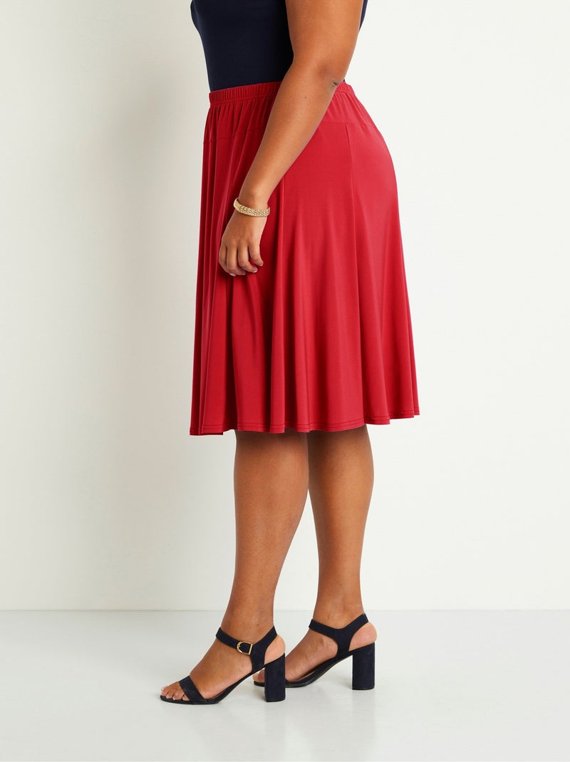 Falda midi de punto evasé - Afibel Rojo - Kiabi