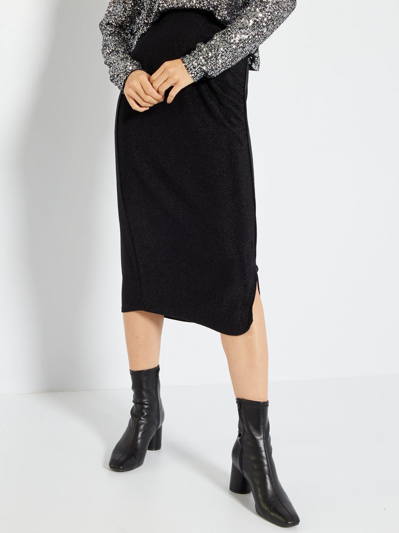 Falda midi de punto Negro - Kiabi